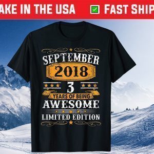 3rd Birthday Retro September 2018 Awesome 3 Years Old Classic T-Shirt