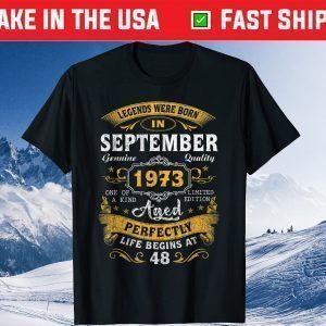 48 Years Old Vintage September 1973 48th Birthday Tee Shirts