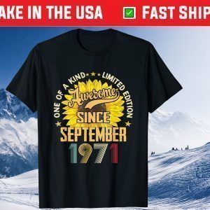 50th Birthday Sunflower September 1971 50 Year Old Tee Shirt