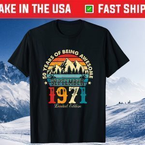 50th Birthday Vintage Born in September 1971 50 Years Old Classic T-Shirt
