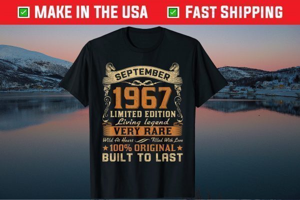 53rd Birthday 53 Years Old Retro Vintage September 1967 Gift Shirt