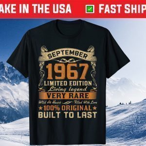 53rd Birthday 53 Years Old Retro Vintage September 1967 Gift Shirt