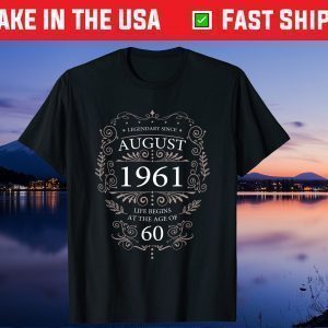 60th Birthday August 1961 Vintage Retro Gift T-Shirt