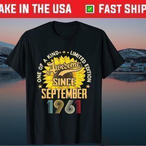 60th Birthday Sunflower Women September 1961 60 Year Old Gift T-Shirt