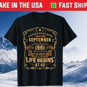 60th Birthday Vintage Born in September 1961 60 Years Old Tee Shirts