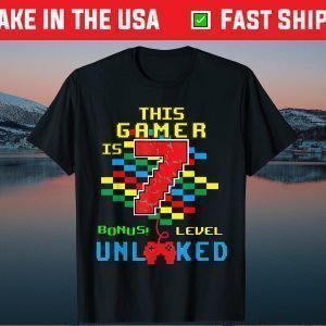 7th Birthday Video Game Unlocked Level 7 Year Old Unisex T-Shirt