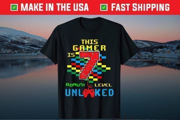 7th Birthday Video Game Unlocked Level 7 Year Old Unisex T-Shirt