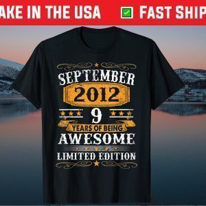 9th Birthday Retro September 2012 Awesome 9 Years Old Us 2021 T-Shirt