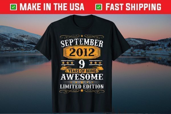 9th Birthday Retro September 2012 Awesome 9 Years Old Us 2021 T-Shirt