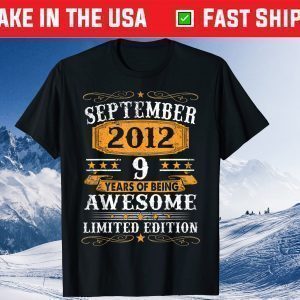 9th Birthday Retro September 2012 Awesome 9 Years Old Us 2021 T-Shirt
