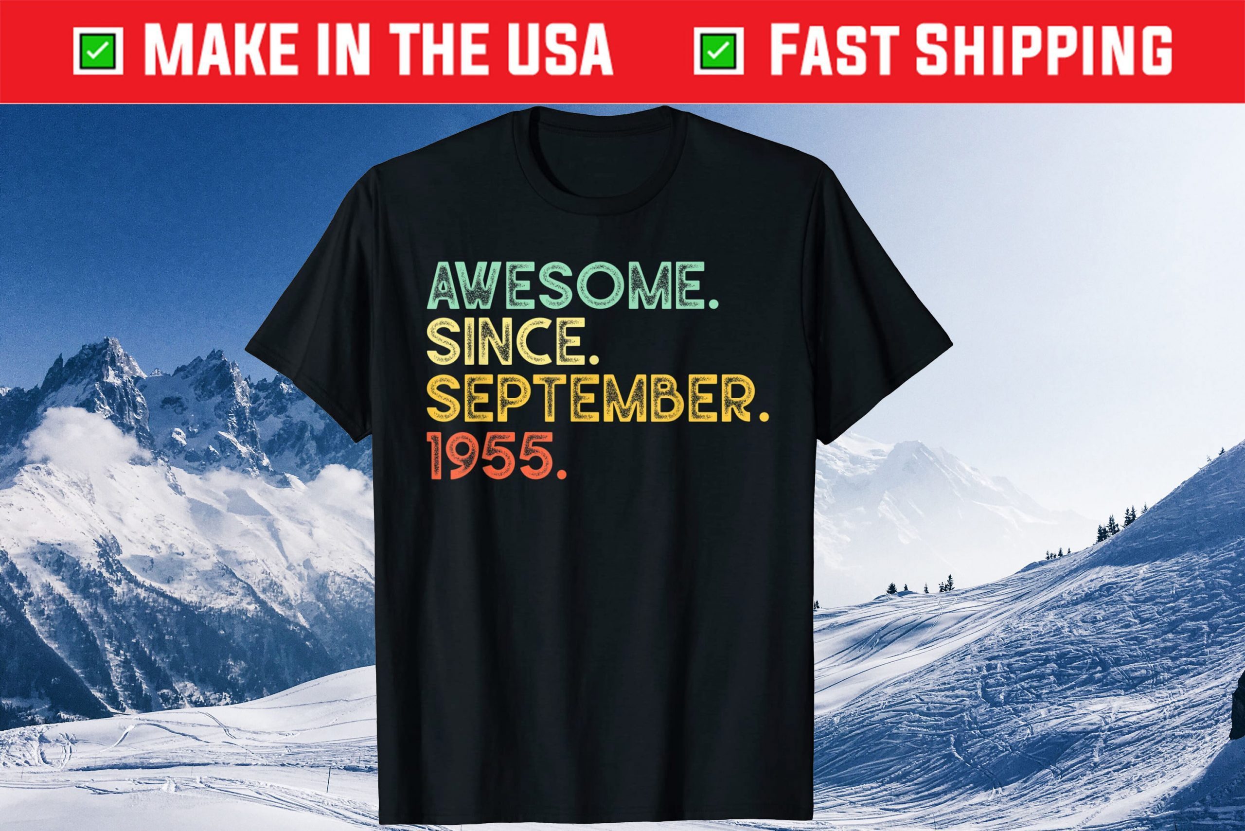 Awesome September 1955 66th Birthday 66 Years Old Tee Shirt