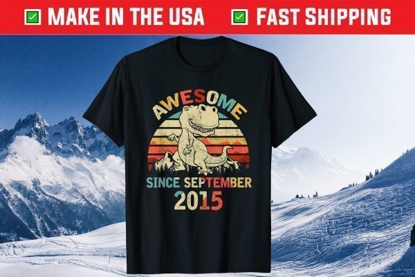 Awesome Since SEPTEMBER 2015 5th Dinosaur Birthday Tee Shirt