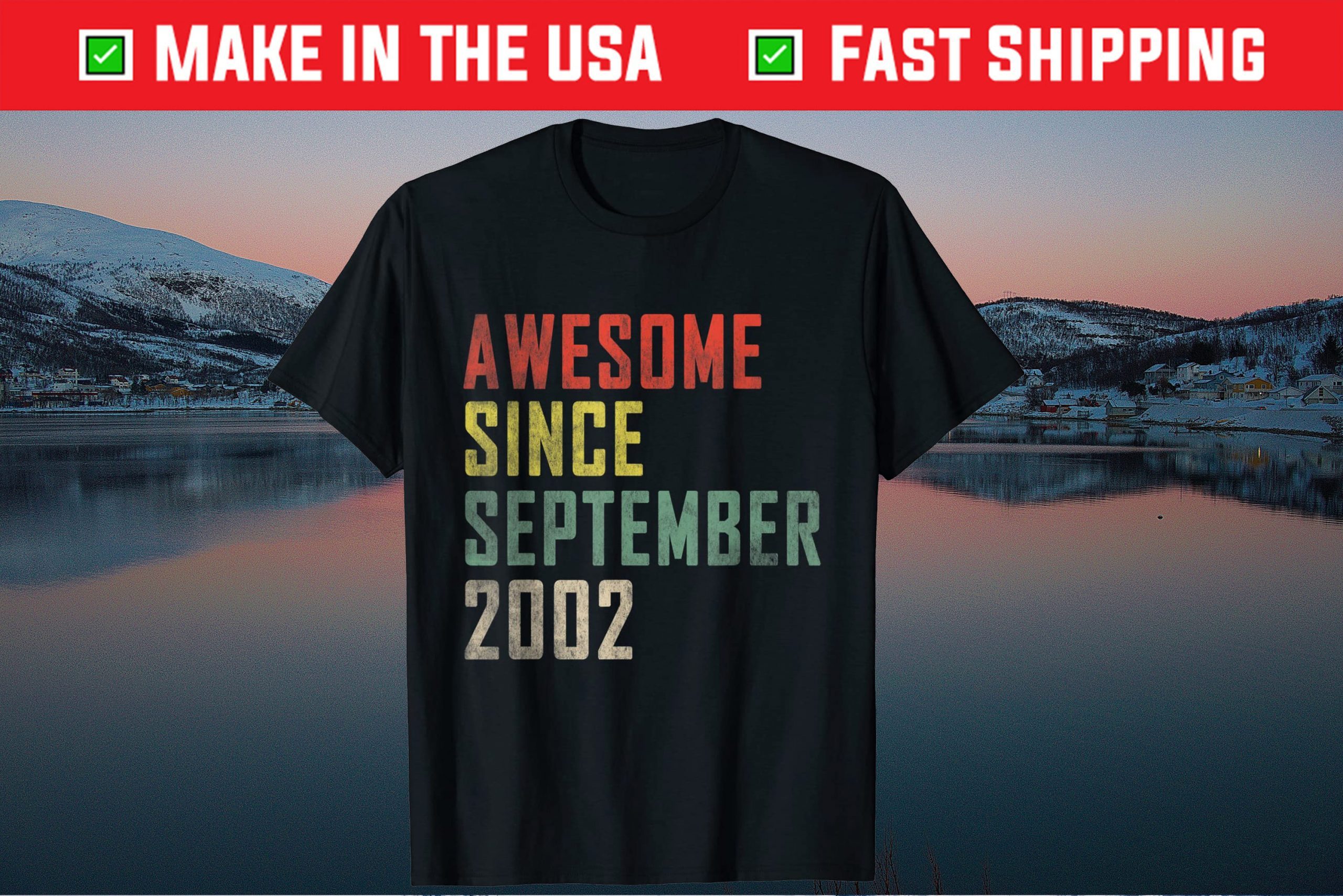 Awesome Since September 2002 19th Birthday 19 Years Old Tee Shirt