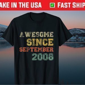 Awesome Since September 2008 11th Years Old Birthday US 2021 T-Shirt