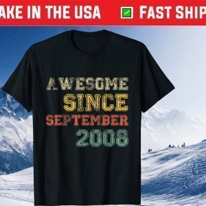 Awesome Since September 2008 11th Years Old Birthday US 2021 T-Shirt