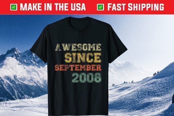 Awesome Since September 2008 11th Years Old Birthday US 2021 T-Shirt