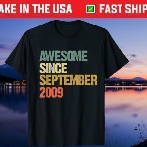 Awesome Since September 2009 12 Years Old 12th Birthday Us 2021 T-Shirt