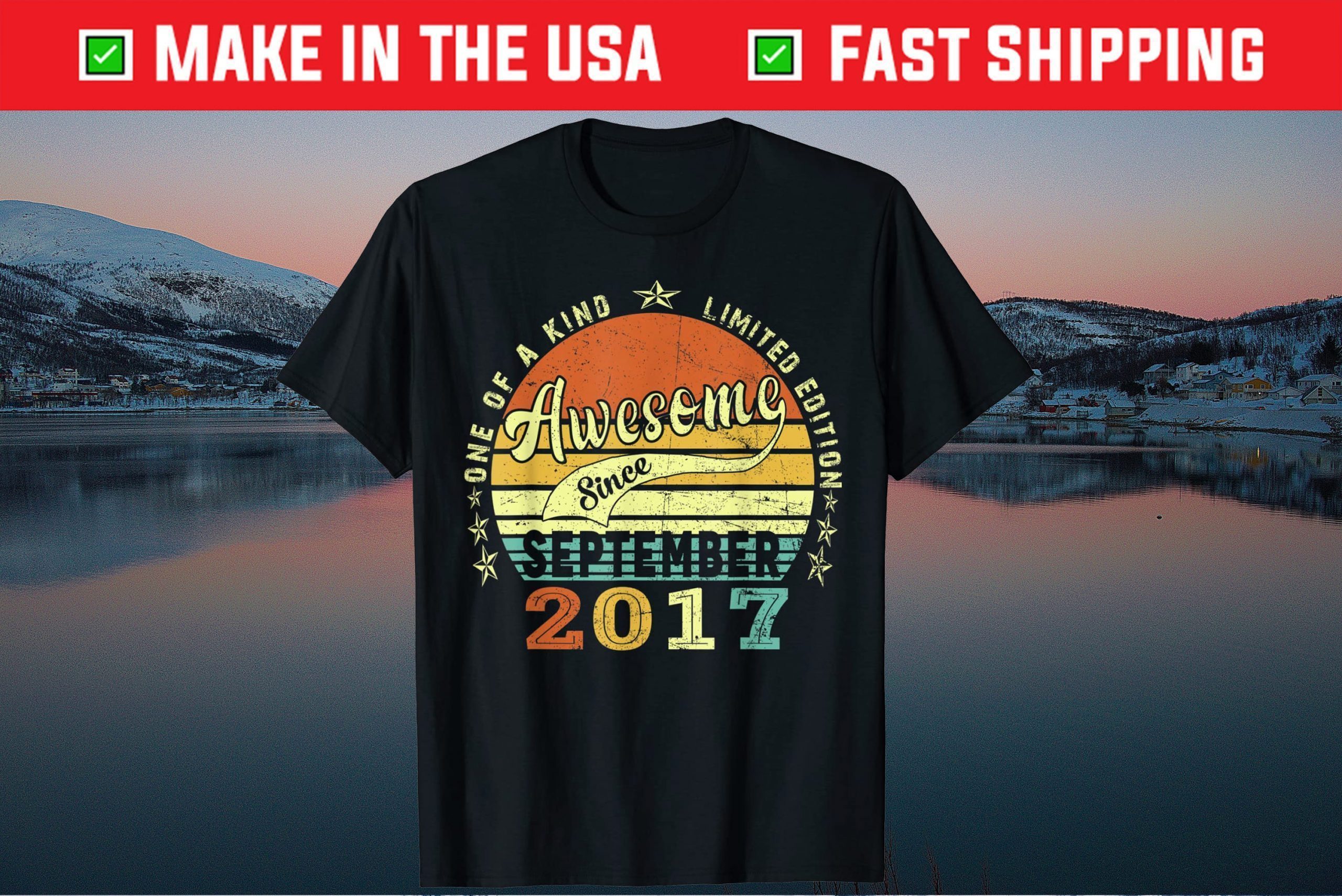 Awesome Since September 2017 4th Birthday 4 Years Old Tee Shirts
