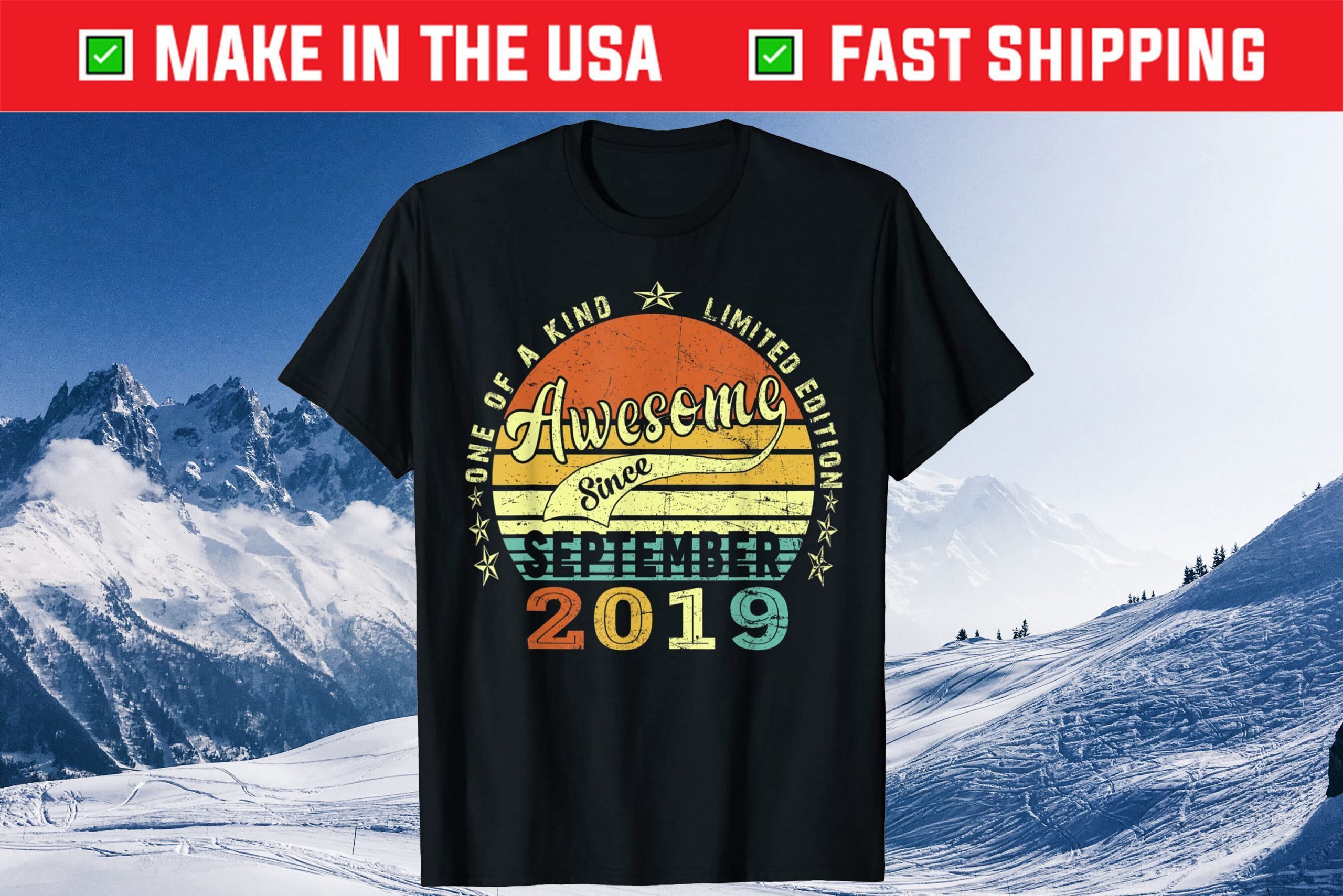 Awesome Since September 2019 2th Birthday 2 Years Old Us 2021 T-Shirt
