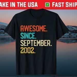 Awesome since September 2002 Vintage 18th Birthday Gift T-Shirt