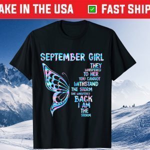 Butterfly September Girl Birthday Tee T-Shirt