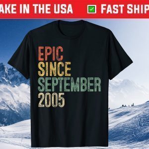 Fun Epic Since September 2005 15th Birthday 15 Year Old Classic Shirt