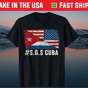Half American Cuban Flag Sos Cuba Vintage Gift T-Shirt