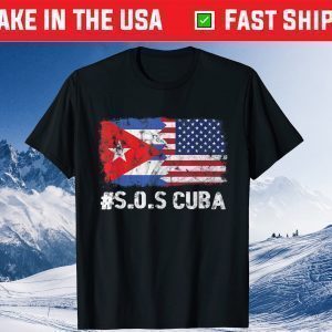 Half American Cuban Flag Sos Cuba Vintage Unisex T-Shirts