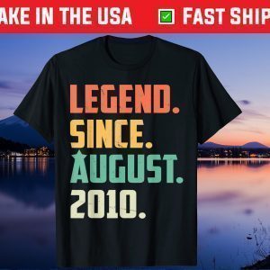 Legend August 2010 10 Year Old 10th Birthday Unisex T-Shirt