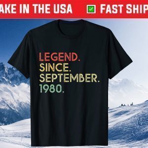 Legend Since September 1980 39th Birthday 39 Years Old Classic T-Shirt