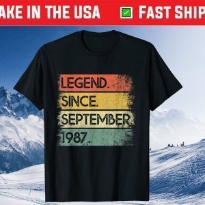 Legend Since September 1987 34rd Birthday 34 Years Old Us 2021 T-Shirt