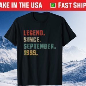 Legend Since September 1999 Made In 1999 22st Birthday Gift T-Shirt