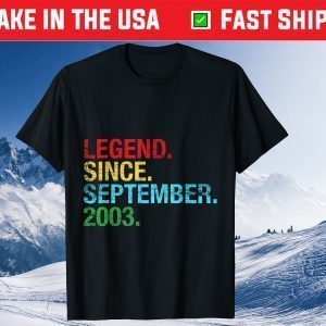 Legend Since September 2003 Birthday 18th Birthday 18 Years Old Gift Shirt