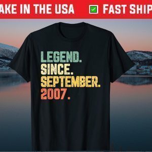 Legend Since September 2007 12th Birthday 12 Years Old Tee Shirts