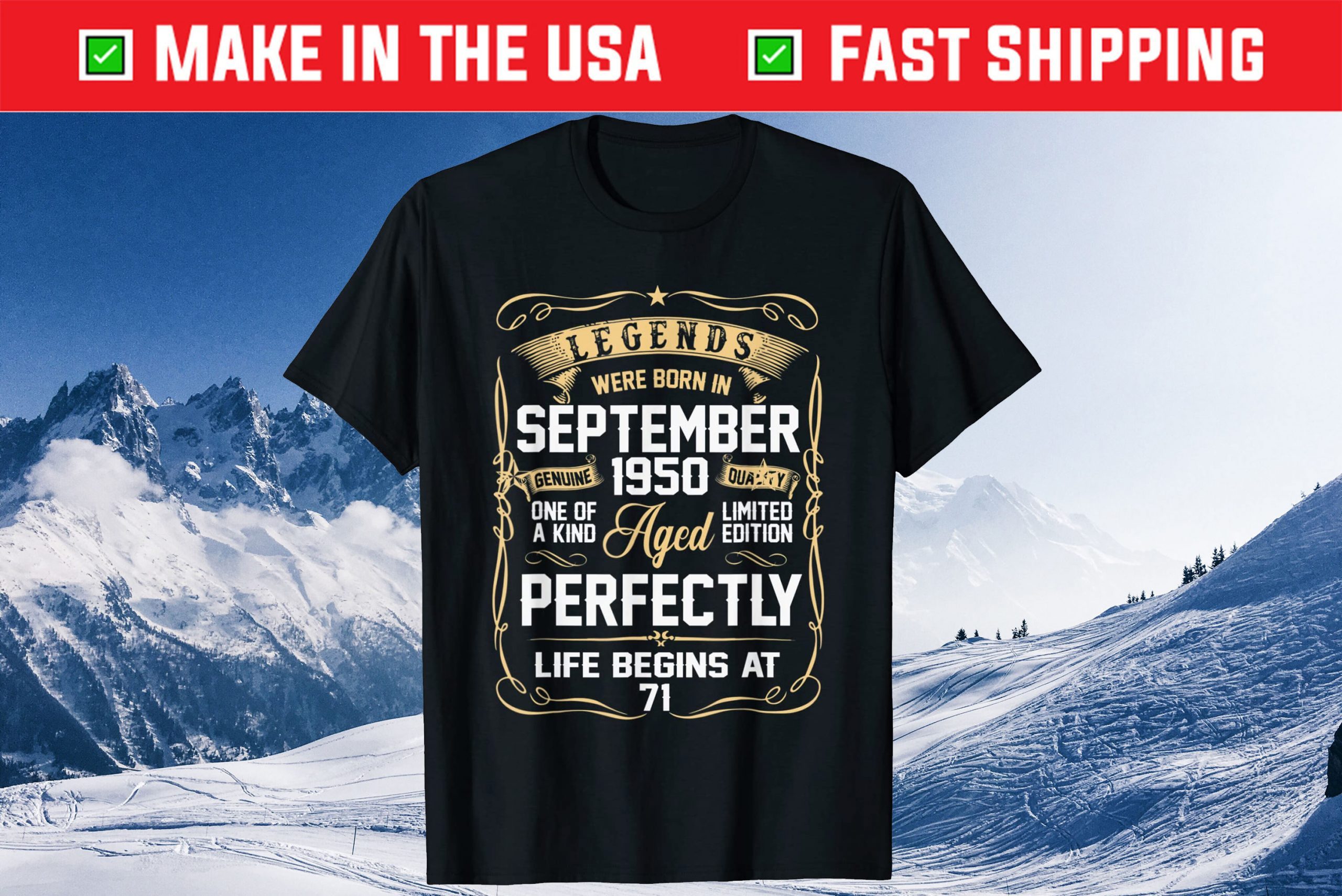 Legends Were Born In September 1950 71Th Birthday Classic T-Shirt