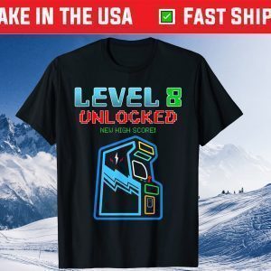 Level 8 Unlocked Birthday Gamer Tee Shirts