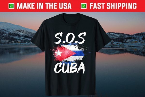 SOS CUBA Flag Cuba Cuban Flag Vintage Tee T-Shirt