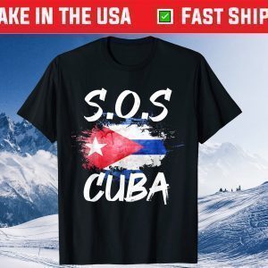 SOS CUBA Flag Cuba Cuban Flag Vintage Tee T-Shirt