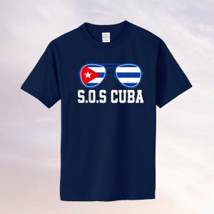 SOS Cuba El cambio es ya Abajo la Dictadura Bandera Cubana Tee Shirt