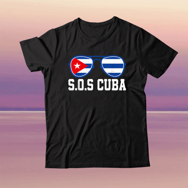 SOS Cuba El cambio es ya Abajo la Dictadura Bandera Cubana Tee Shirt