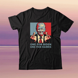 Trump Middle Finger Biden Harris Republican American Flag Tee Shirt