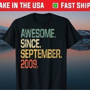 Vintage 12 Year Old Shirt Funny Awesome Since September 2009 Unisex T-Shirt