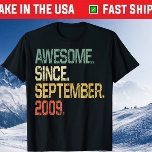 Vintage 12 Year Old Shirt Funny Awesome Since September 2009 Unisex T-Shirt