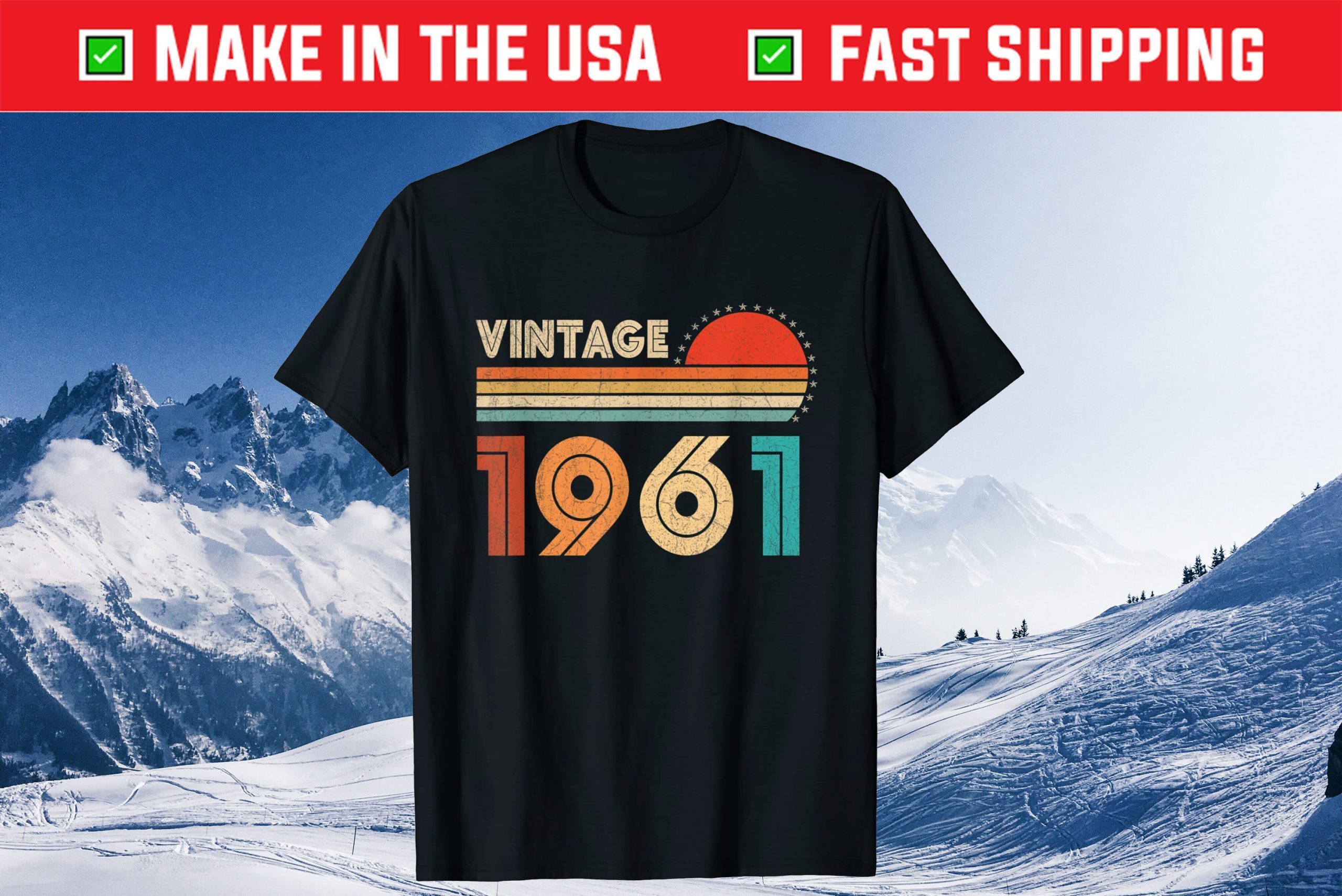 Vintage 1961 Birthday 60 Years Old Tee Shirt