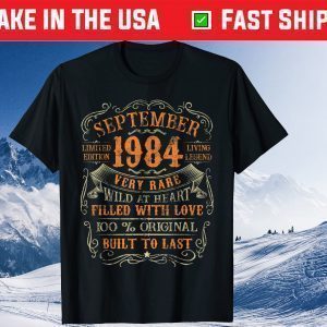 Vintage 1984 September 36 Years Old 36th Birthday Tee Shirt