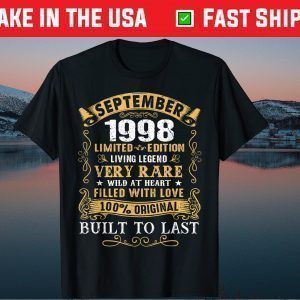 Vintage 23rd Birthday September 1998 23 Years Old Gift T-Shirt