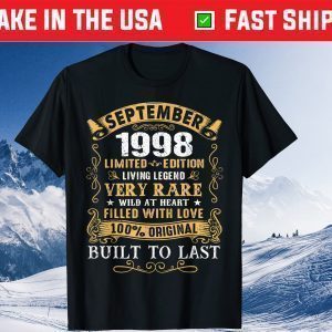 Vintage 23rd Birthday September 1998 23 Years Old Gift T-Shirt