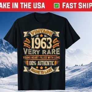 Vintage Authentic Made In 1963 56th Birthday 56 Years Old Tee Shirt