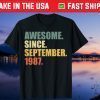 Vintage Awesome since September 1987 34th Birthday 34 Years Old Us 2021 T-Shirt