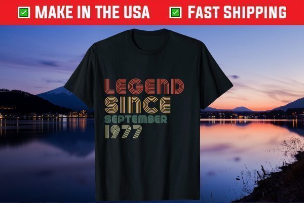 Vintage Legend Since September 1977 44th Birthday Us 2021 T-Shirt